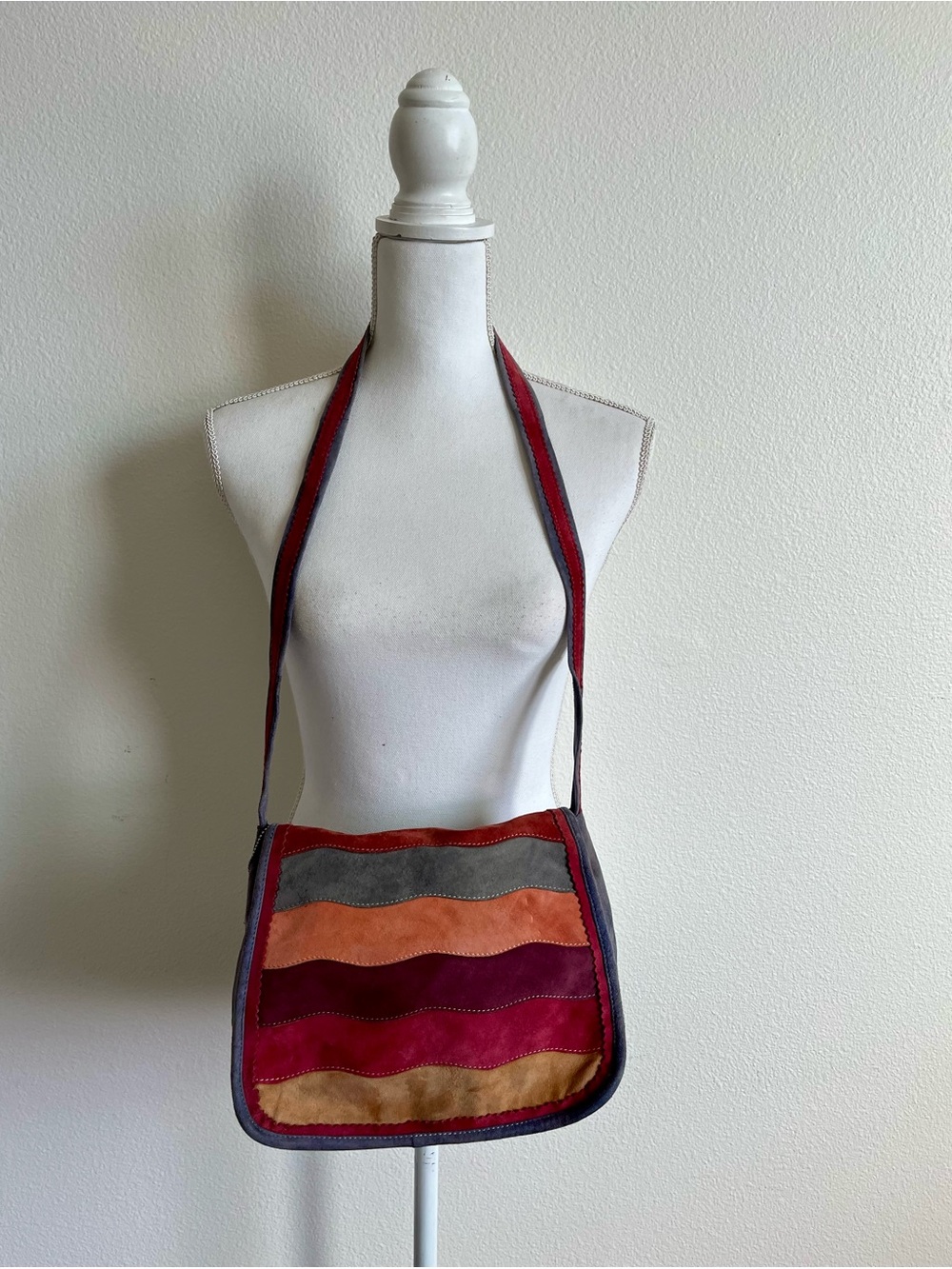 Multi-Color Suede Crossbody Shoulder Bag
